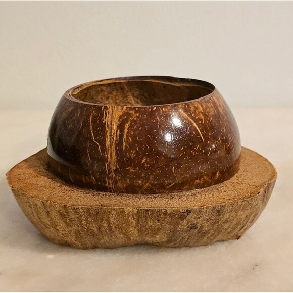 Coconut Shell Pot Planter for Orchid Flowers Cactus African Pot Handcrafted - Picture 2 of 7